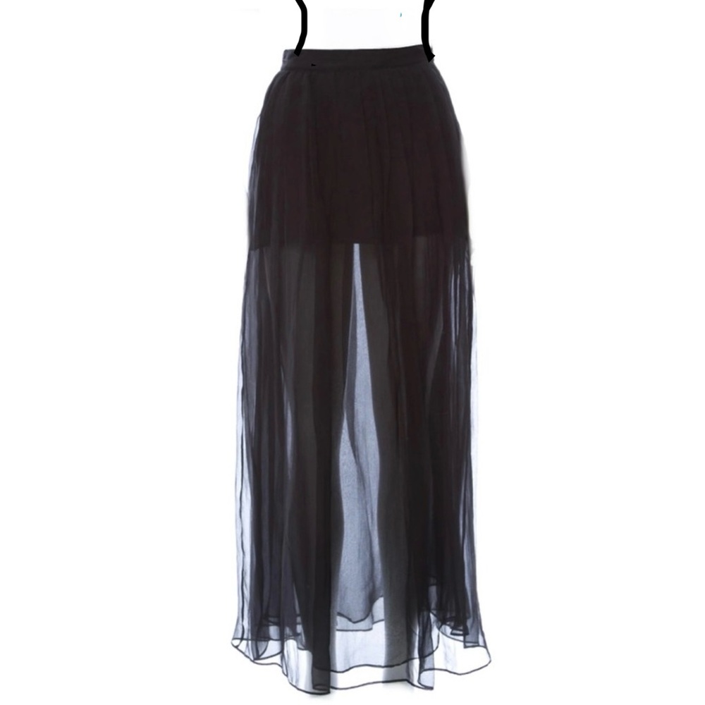 Theyskens' Theory Black Sheer Maxi Skirt Cocktail XS